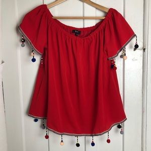 Love J Red Tassle and Pom Top